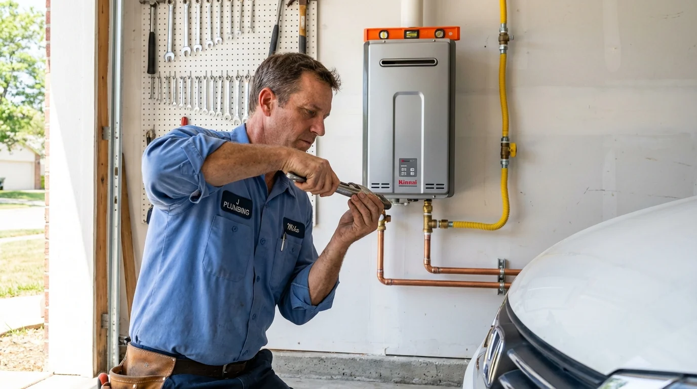 Tankless water heater installation by a Johns Plumbing LLC plumber in Burnham